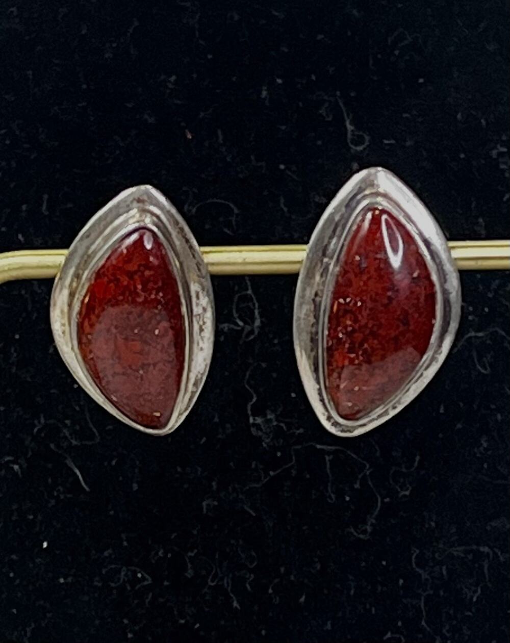 Jay King DTR Mine Finds Red Coral Earrings 925 Sterling Silver Unique Design